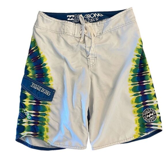 Billabong Mens Drop In and Tune In Boardshorts White Blue Tie Dye Size 32 - Picture 1 of 8